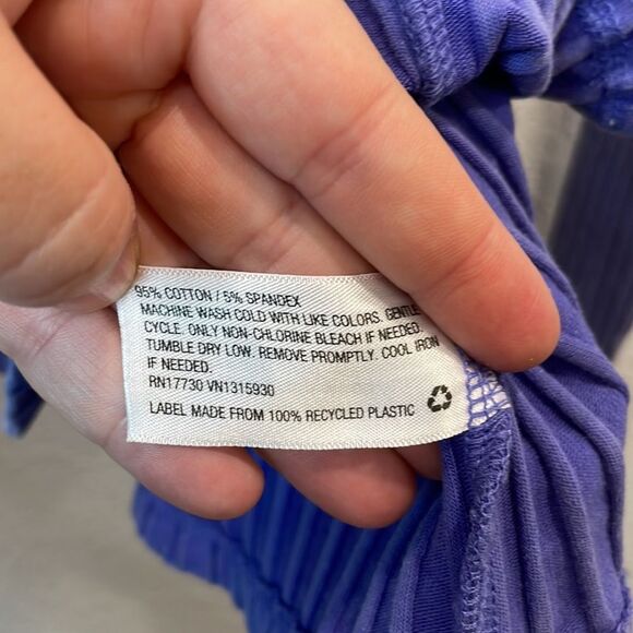 NEW Knox Rose Slim Fit Long Sleeve Ribbed T-Shirt in Blue Size Large - Picture 4 of 6